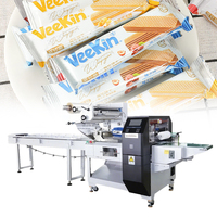 Ligne d'emballage horizontale entièrement automatique à commande servo SZ-280 pour boulangerie commerciale, machine de formage et d'emballage de gaufrettes et biscuits