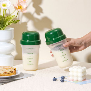 Green Portable Plastic <b>Shaker</b> Cup 400Ml With Measurement Markings For Protein Powder And Milkshakes Reusable Fitness <b>Bottle</b> - Product Image 3