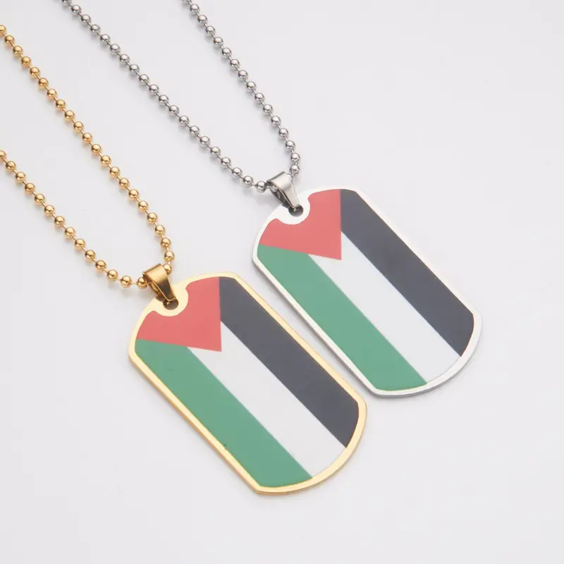 Collana con ciondolo in acciaio inossidabile placcato oro 18K con mappa palestina prodotti con bandiera