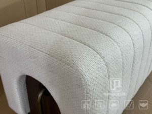 Panca in velluto bianco italiano per camera da letto sgabello per uso domestico semplice sgabello da comodino in tessuto - Product Image 3