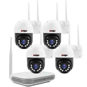 Anspo wireless home security Wifi camera Kit 3.0MP 4CH 2 way audio Security camera CCTV camera system night vision waterproof