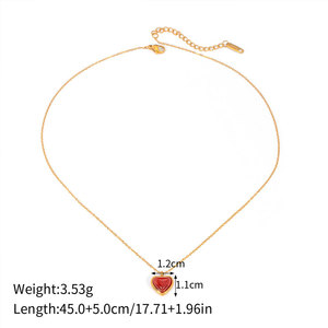 wholesale 316L Stainless Steel 14k 18k Gold Plated Pendant Heart <b>Ruby</b> <b>Necklace</b> for Women - Product Image 6