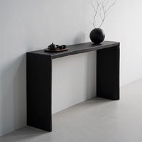 Console moderne minimaliste en chêne massif noir, écologique, style Wabi Sabi, pour salon, entrée, couloir, hôtel, villa