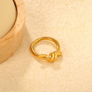 Geometric Knot <b>Ring</b> 18k Gold Plated Unisex Fashion Jewelry Gift - Product Image 4