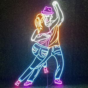 Insegna LED Neon Personalizzata Multicolore con Coppia di Ballerini, Luce Decorativa Uomo e Donna che Ballano per Studio di Danza, Bar, Club - Product Image 1