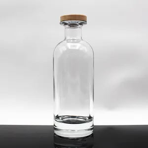 Populaire Nouveau Design Fantaisie 700ml <span class=keywords><strong>70cl</strong></span> 750ml Forme Ronde Flint Bouteille En Verre Large Bouche Spiritueux Bouteille avec Bouchon 0.7L pour <span class=keywords><strong>Vodka</strong></span> - Product Image 1