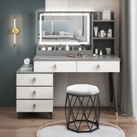 Table de toilette et armoire de rangement modernes minimalistes en bois massif, durables et éclairées, pour chambre et hôtel