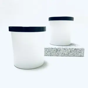 Customized high quality 80*90mm frosted glass candle jar matte luxury candle containers glass candle jars with Bamboo lids