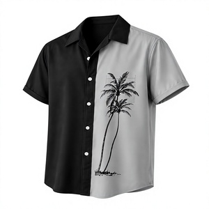 Chemise d'été noire et blanche tendance avec imprimé graphique tropical et poche élégante - Product Image 4