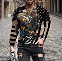 Nouvelle Tendance : T-shirt Vintage en Polyester Tricoté pour Homme avec Impression Numérique, Manches Longues, Motif Unique, Fitness