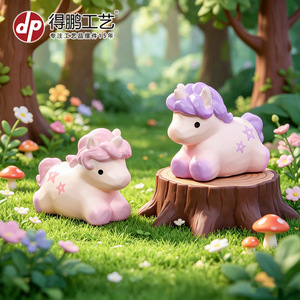 Adorno de Resina Unicornio Curativo Dp, Bicolor Rosa y Morado, Linda Decoración de Escritorio con Animal, Artesanía Artística para el Hogar - Product Image 2