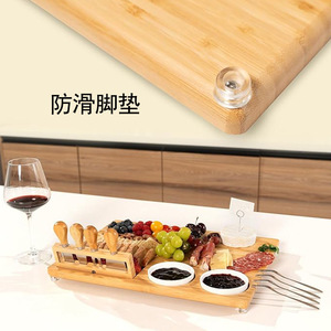 Planche à fromage en bois transfrontalière avec couverts, planche à découper pour fruits et pain, multifonctionnelle pour aliments cuits, pain, en-cas et - Product Image 2