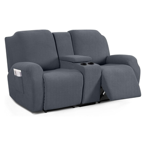 Jakarlı <span class=keywords><strong>Recliner</strong></span> <span class=keywords><strong>Loveseat</strong></span> Slipcover elastik streç 2-Seat uzanmış kanepe kanepe kılıfı orta konsol ile - Product Image 1