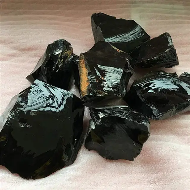 Großhandel natürliche rohe schwarze Obsidian Quarz Kristall raue Obsidian Kristall Mineral Probe
