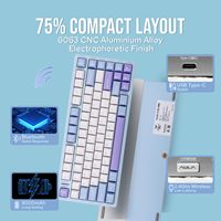 Aula M75 Three Mode Wireless Mechanical Keyboard Aluminum Gasket Hot Swappable PBT Keycaps Linear Switch For Windows Mac PC