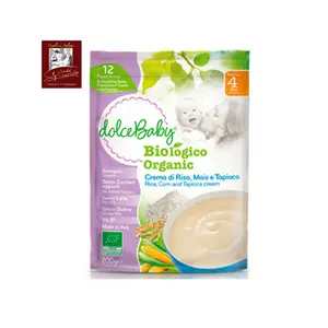 Anında % organik bebek mamaları glutensiz kremsi pirinç mısır tapyoka 200g İtalya'da yapılan Premium kalite GVERDI seçimi bebek maması