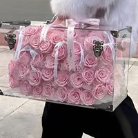 Boîte Cadeau Décorative Personnalisable en Gros, Écologique, pour Mariages, Présentoir de Marque, Fleur Éternelle, Valise en Acrylique