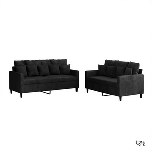 Modern Compact Living Room <b>Sofa</b> <b>Set</b> Black Velvet Metal Frame Modern Design Living Room Furniture - Product Image 1