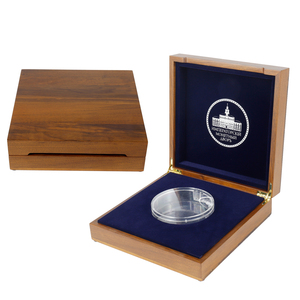 Chất Lượng Cao Tùy Chỉnh 100% Walnut Gỗ Rắn Đồng Xu Duy Nhất Hiển Thị Hộp Gỗ - Product Image 1