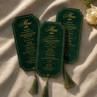 Cartes de menu de mariage personnalisées, menu de réception de mariage imprimé avec des finitions en dentelle de luxe