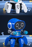 Robot intelligent électrique à six pattes, style TikTok, chantant et dansant, avec effets lumineux et sonores, évitement automatique d'obstacles, jouet en gros