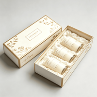 Boîte cadeau en papier personnalisée avec logo en or et argent, impression à chaud, couvercle et base, pour l'emballage de pots de bougies