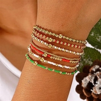 Set de 7 Pulseras Bohemias CCB con Cuentas Mixtas de Arroz, Estilo Mayorista, Ideales para Fiestas Navideñas, Superventas Transfronterizas