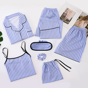2025 nuevo conjunto de pijamas de siete piezas de seda para mujer conjunto de pijamas clásicos chaleco y pantalones cortos traje erótico para el hogar - Product Image 6