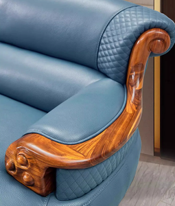 Ensemble de canapés en cuir de luxe léger, sectionnel en forme de L, design européen, haut de gamme, nouveau, moderne, salon, appartement, Beno - Product Image 4