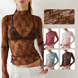 Hesayep Bestseller: Camicette Floreali a <span class=keywords><strong>Maniche</strong></span> <span class=keywords><strong>Lunghe</strong></span> per Donne Occidentali, Collo Alto, in Garza Trasparente, Bluse da Lavoro - Product Image 1