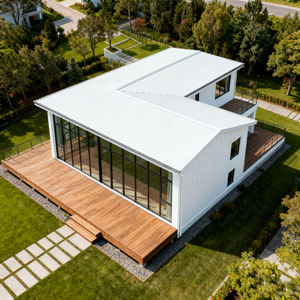 Villas modernas de acero ligero de dos pisos a prueba de huracanes Dormitorio para áreas rurales Casas autoconstruidas con diseño integrado <span class=keywords><strong>frente</strong></span> <span class=keywords><strong>al</strong></span> <span class=keywords><strong>mar</strong></span> - Product Image 1