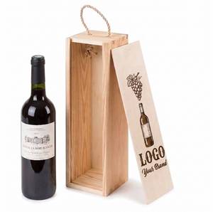 Boîte cadeau en bois pour bouteille de vin individuelle, vente en gros, artisanat en bois fait main, caisse à vin en pin, boîte cadeau pour vin en bois. - Product Image 2