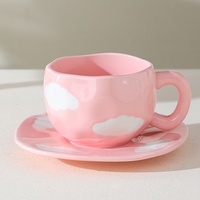Ensemble tasse à œuf et soucoupe en porcelaine fine de haute qualité, 300 ml, peint à la main, style japonais, pour latte art, thé de l'après-midi à la maison, motif dessin animé