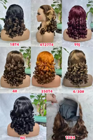 Promotion $76 13X4 lâche bouclés dentelle frontale en gros perruque de cheveux humains couleur brune 18 pouces pour les femmes noires