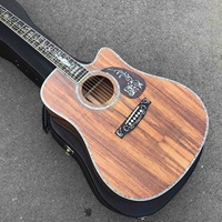 Gitar Akustik Custom Full KOA Wood Vase Flower Inlay D45 Cutaway dengan Hardcase