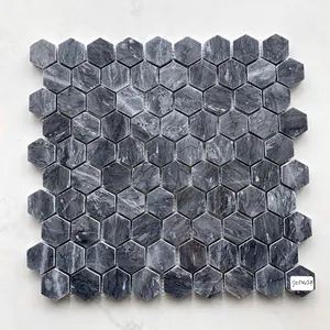 China Wholesale New Promotion Black Honeycomb Stone Mosaic Tile