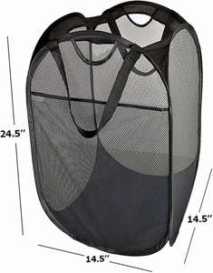 Inexpensive Collapsible <b>Storage</b> and Easy to Open Mesh <b>Bags</b> Pop up <b>Laundry</b> Baskets With Durable Handles - Product Image 2