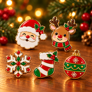 Pins Metálicos Personalizados de Fábrica, Pins Esmaltados Navideños, Insignias de Solapa para Caja de Regalo - Product Image 4