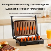 Machine à petit-déjeuner multifonctionnelle électrique avec contrôle mécanique pour la cuisson de steaks, la grillade et la préparation de sandwichs, grille-pain domestique en aluminium
