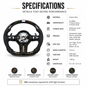 Volante de Fibra de Carbono con Pantalla LED, Fabricación OEM de Grado Automotriz, Cumple con CE y RoHS, Directo de Fábrica para <span class=keywords><strong>BMW</strong></span> X5 <span class=keywords><strong>X6</strong></span> - Product Image 3