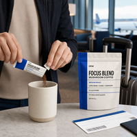 Café aux champignons avec Crinière de lion, Chaga et Cordyceps, Mélange Focus, Boisson à faible teneur en caféine pour l'énergie et le soutien immunitaire