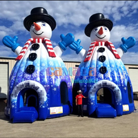 Château gonflable géant pour fêtes de fin d'année, dôme igloo bonhomme de neige, maison de rebond gonflable avec tapis de saut