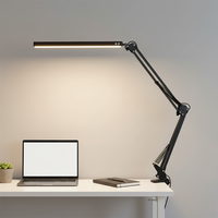 Lampe de bureau LED moderne à bras articulé réglable, économique, en aluminium, avec pince, électrique, flexible, à intensité variable, USB