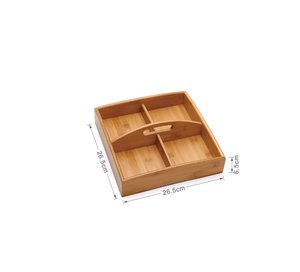 Handmade Bamboo Rectangular Storage Container with Handle and <strong>Compartments</strong> for Nuts and Candies Food Use Only - Product Image 6