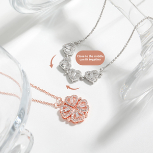 Joyería de moda personalizada de cobre, amistad de San Valentín, imán de diamante, corazón, trébol de cuatro hojas, collar - Product Image 2