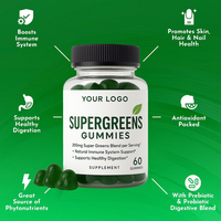 Gummies Super Greens avec fruits, légumes, mélange de superaliments, vitamine C, zinc pour un soutien nutritionnel quotidien et un bien-être général