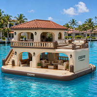 Casa Flotante Mediterránea Inflable de Dos Pisos con Muebles Completos para Parques Acuáticos y Resorts Globales, Venta al Por Mayor