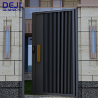Porte d'entrée principale de style moderne américain, porte extérieure en aluminium, porte d'entrée noire pour maison, villa