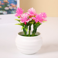 6 petites décorations artificielles en forme de fleurs de prunier en pot, ornements de bureau pour plantes