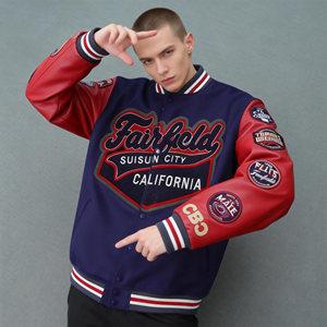 Veste de Baseball Homme en Cuir PU avec Manches en Similicuir, Broderie Chenille, Style Universitaire, Vente en Gros, Livraison Directe, Haute Qualité - Product Image 2